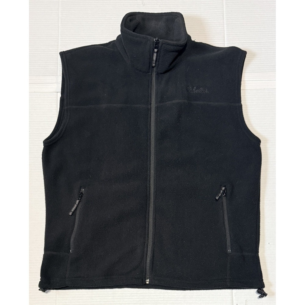 CABELAS - Men's Black Fleece Full Zip Hunting Outdoor Vest - Size Medium